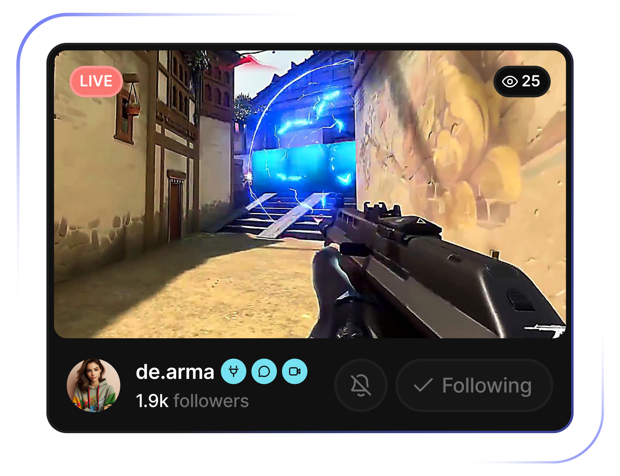 Streamer card showing arcade game promotion